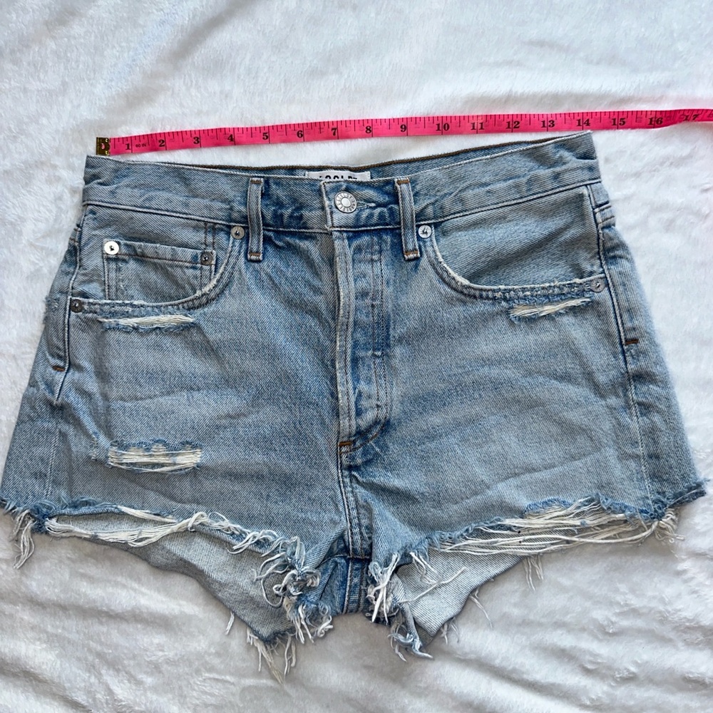 Agolde Distressed Blue Denim Shorts